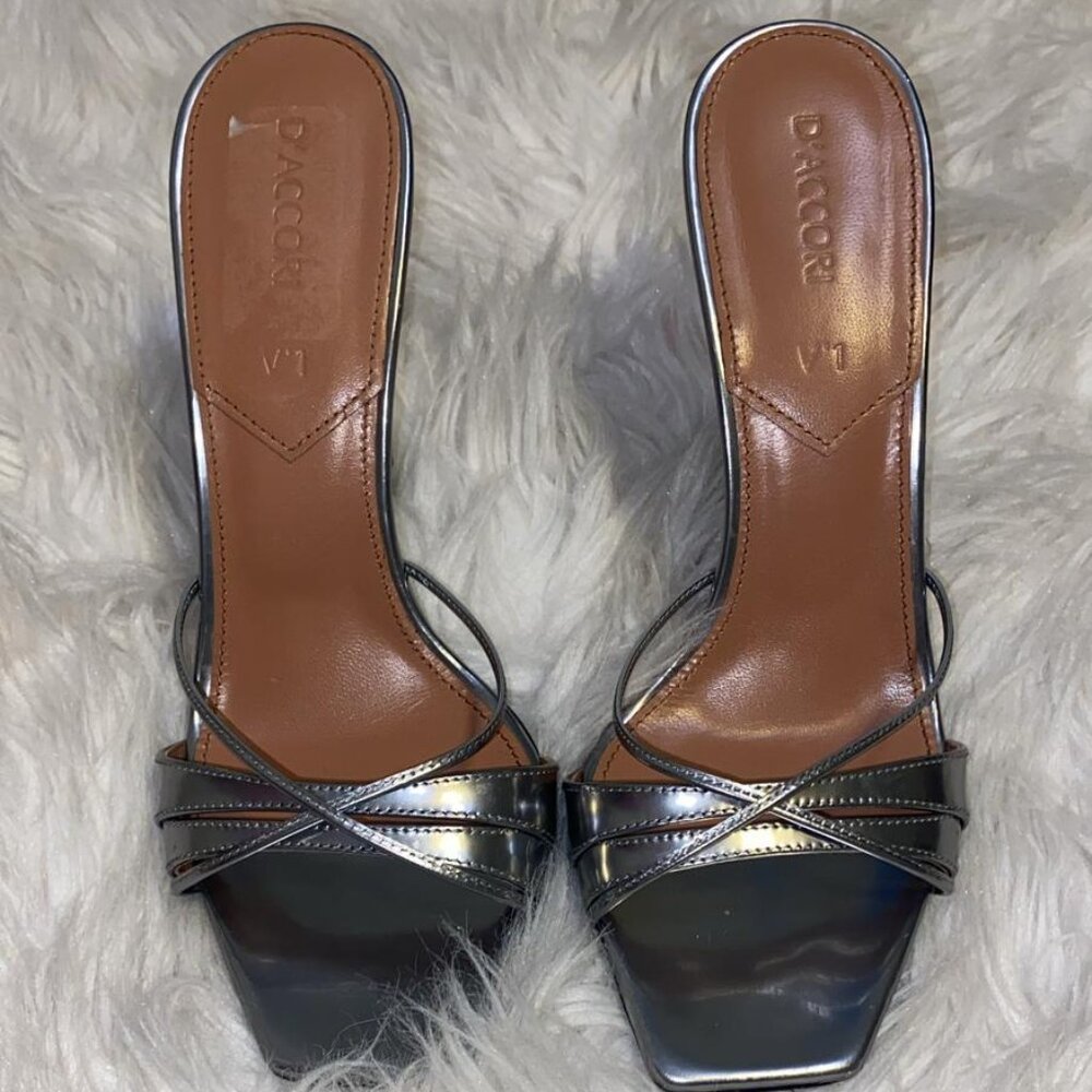 D'Accori Women's Silver Lust Slip-On Mule Heel Shoe